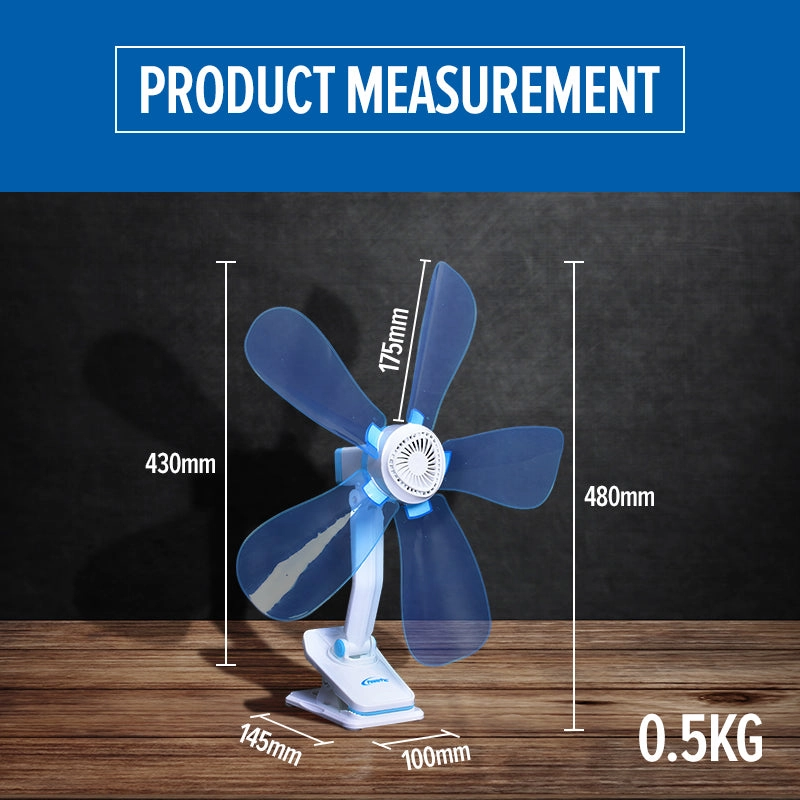 6" Electric Clip Fan  5 Blades, Wide Rotation, Adjustable Angle, Portable, Energy Efficient, Energy Efficient, PPC603