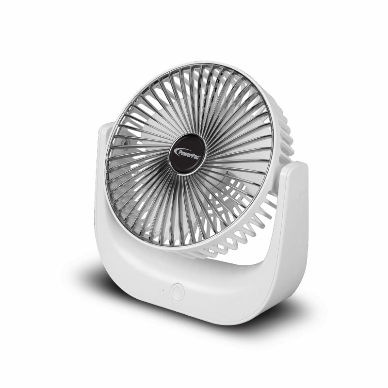 6" Table Fan  USB, Rechargeable, Portable Wireless, 120 Adjustable Tilt, Strong Airflow, Compact, 3-Speed, white, PPUF225