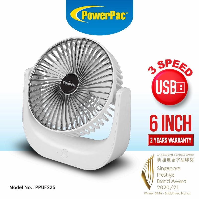 6" Table Fan  USB, Rechargeable, Portable Wireless, 120 Adjustable Tilt, Strong Airflow, Compact, 3-Speed, white, PPUF225
