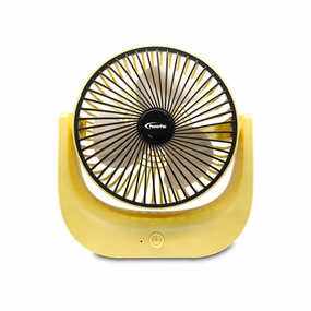 6" Table Fan  USB, Rechargeable, Portable Wireless, 120 Adjustable Tilt, Strong Airflow, Compact, 3-Speed, yellow, PPUF225 usb desk fans for office or dorm use
