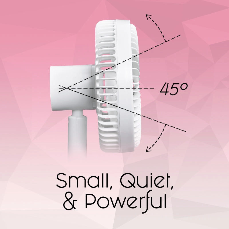 6" USB Foldable Portable Wireless Rechargeable Fan  4 Speed, Foldable Stand Fan, 2200 mAh Battery, PPUF227 Black