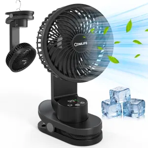 6Inch Clip On Table Fan with Light, Rechargeable Battery Operated, 9 Speed, Max 30Hrs Cooling, Digital Display, Auto Oscillation Desktop Fan with Sturdy Clamp & Hooks for Home Office Outdoor Camping Octopus-shaped decorative fan