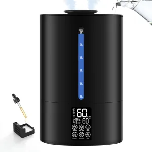 6L Humidifiers for Bedroom Large Room Home, Cool and Warm Humidifier for Plants Mist Top Fill Desk Humidifier Essential Oil Diffuser, Quiet Humidifiers with Adjustable Mist,360Nozzle-Midnight Black Desktop fan with humidification feature