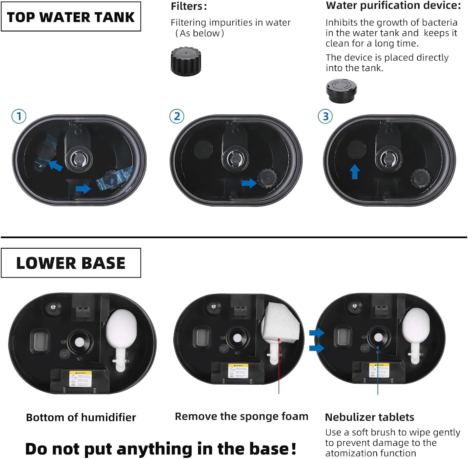 6L Humidifiers for Bedroom Large Room Home, Cool and Warm Humidifier for Plants Mist Top Fill Desk Humidifier Essential Oil Diffuser, Quiet Humidifiers with Adjustable Mist,360Nozzle-Midnight Black