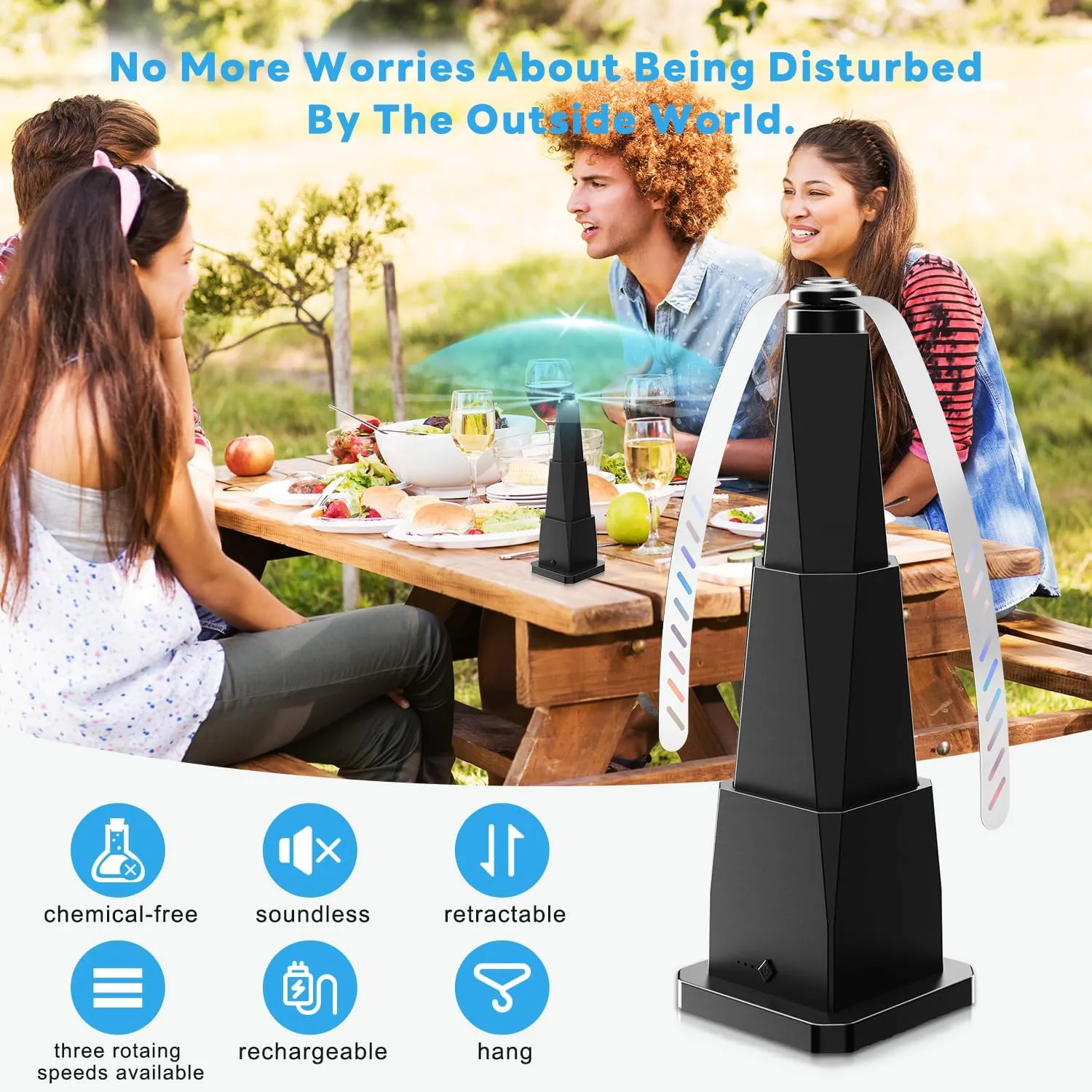 6PCS Food Fans for Table,2000MAH Portable Food Spinner Retractable,3 adjustment Speeds Indoor Outdoor Fan,with Holographic Blades, BBQ,Party,Home Kitchen Fans