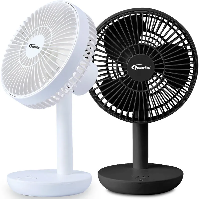 6" USB Foldable Portable Wireless Rechargeable Fan  4 Speed, Foldable Stand Fan, 2200 mAh Battery, PPUF227 White