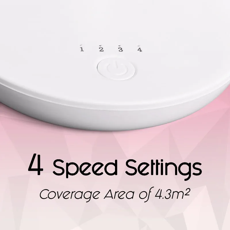 6" USB Foldable Portable Wireless Rechargeable Fan  4 Speed, Foldable Stand Fan, 2200 mAh Battery, PPUF227 White