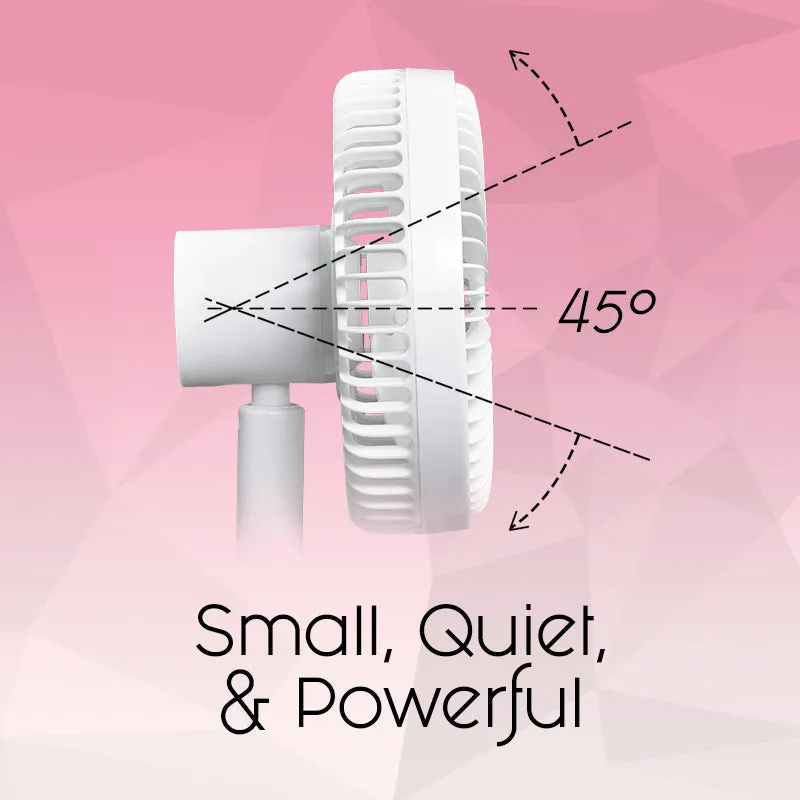 6" USB Foldable Portable Wireless Rechargeable Fan  4 Speed, Foldable Stand Fan, 2200 mAh Battery, PPUF227 White