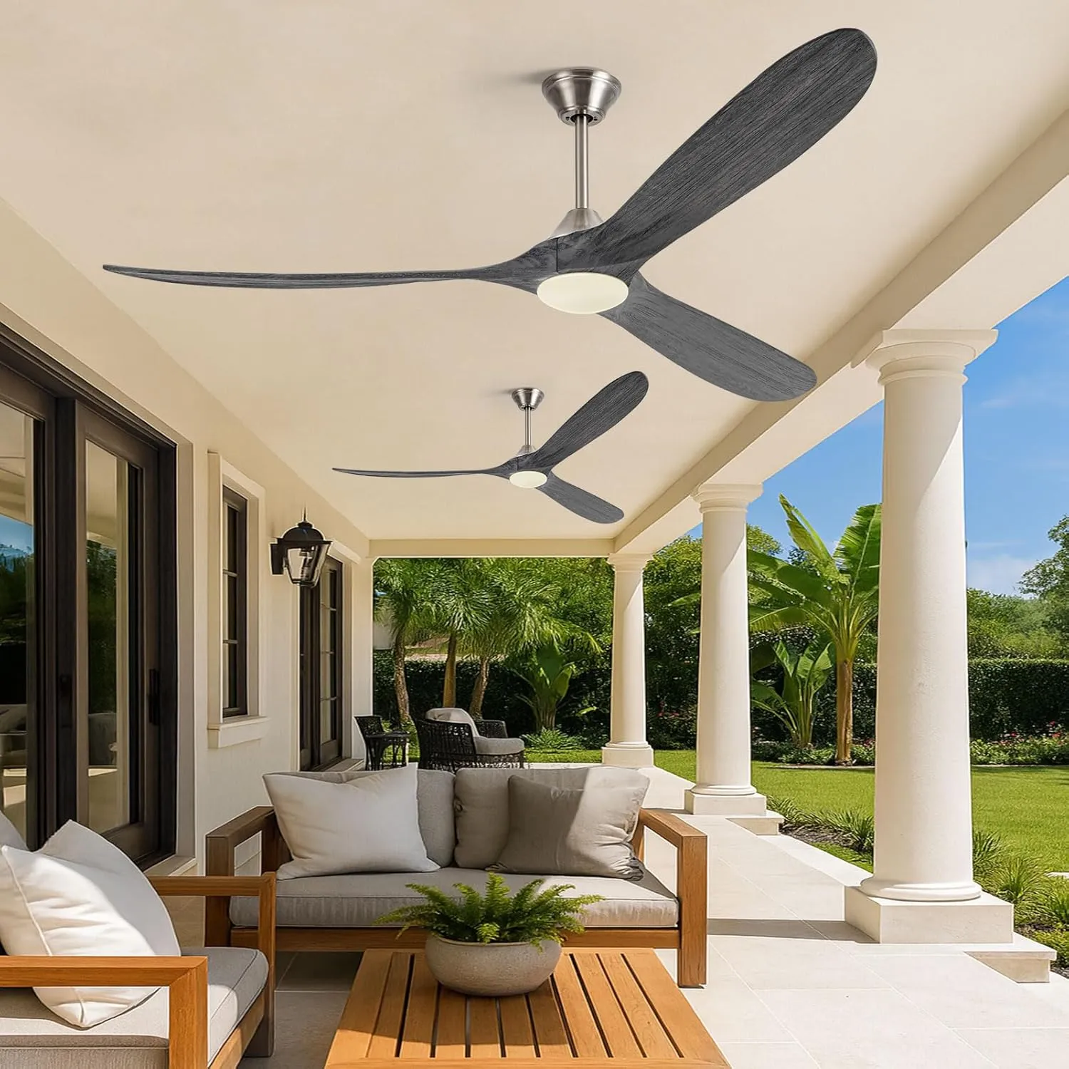 70 Inch Large Outdoor Ceiling Fans for Patios with Light, Modern Wood Alexa Smart Ceiling Fan with App/Voice/Remote Control, Quiet Energy Efficient DC Ceiling Fan for Home/Commercial, Indoor/Outside