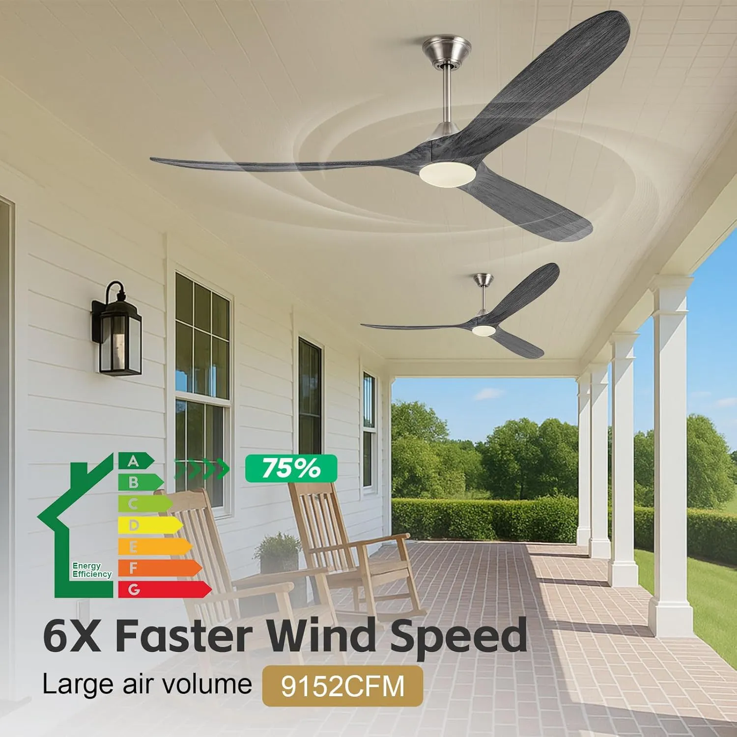 70 Inch Large Outdoor Ceiling Fans for Patios with Light, Modern Wood Alexa Smart Ceiling Fan with App/Voice/Remote Control, Quiet Energy Efficient DC Ceiling Fan for Home/Commercial, Indoor/Outside