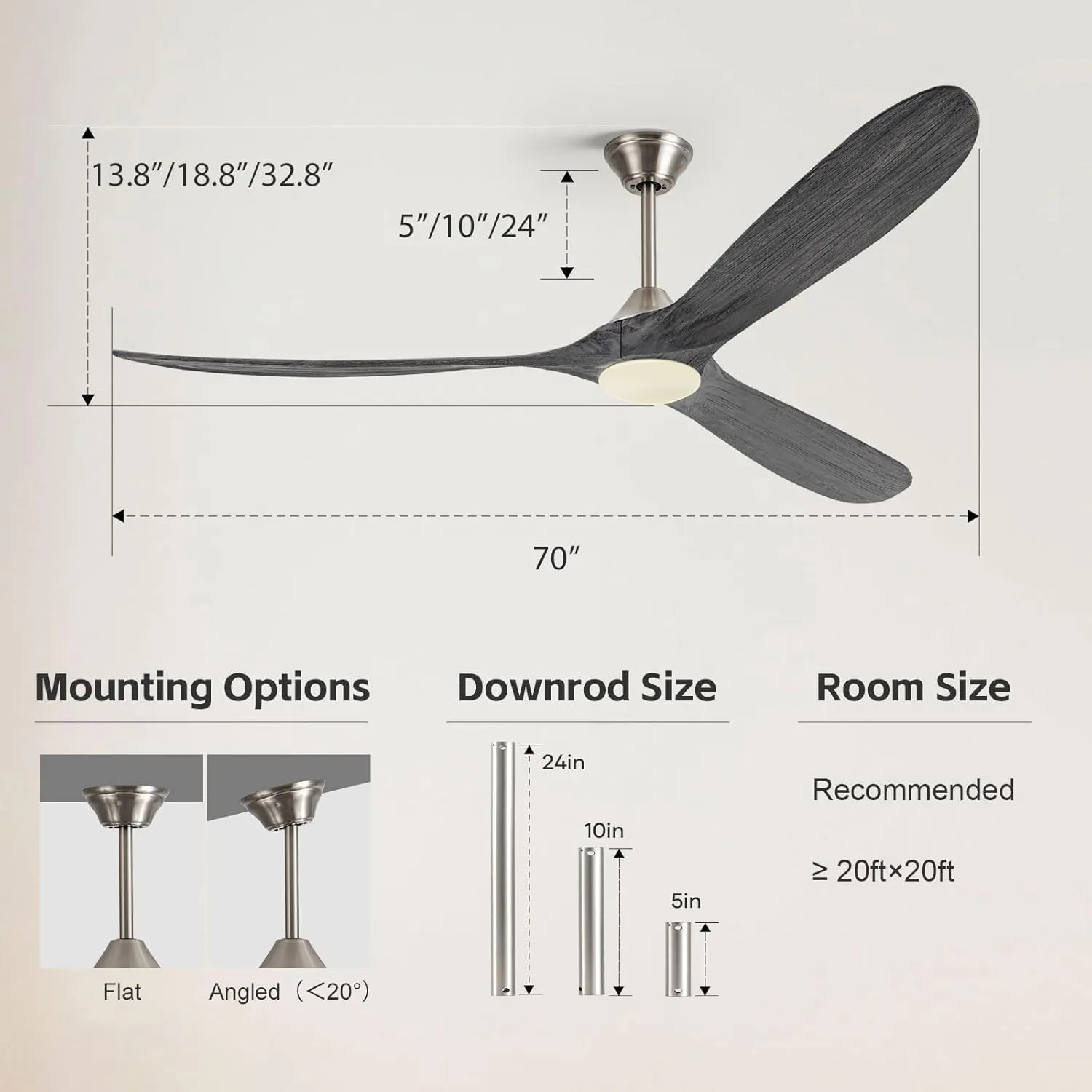 70 Inch Large Outdoor Ceiling Fans for Patios with Light, Modern Wood Alexa Smart Ceiling Fan with App/Voice/Remote Control, Quiet Energy Efficient DC Ceiling Fan for Home/Commercial, Indoor/Outside