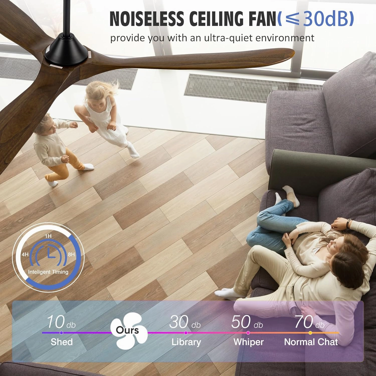 70 Inch Smart Ceiling Fan with Light, Large Farmhouse Ceiling Fans with Lights 3 Wood Blade Quiet Reversible DC Motor, Rustic Indoor Outdoor Ceiling Fans for Patios Porch, Remote/APP/Voice Control