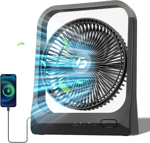 8-inch USB Portable Fan - 20800mAh Rechargeable Battery Operated Fan (80Hrs work time) - Personal Desk Fans - Battery Powered Fans use for Bedroom, Desktop, Table, Office, Camping, and Outdoor USB desktop fan for workspace