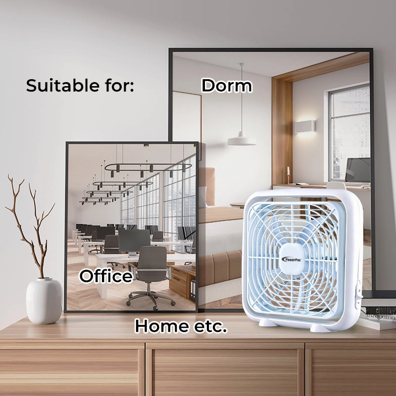 8" Box Fan  USB, Portable, 90 Vertical Adjustable Tilt, Strong Airflow, Durable, Compact, Quiet, 2-Speed, white, PPUF229