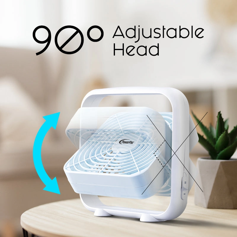 8" Box Fan  USB, Portable, 90 Vertical Adjustable Tilt, Strong Airflow, Durable, Compact, Quiet, 2-Speed, white, PPUF229