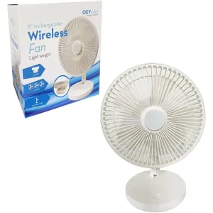 8" Wireless Fan - Portable Rechargeable Battery Operated Desk Office Cooling Air Circulator quiet usb desktop fan with modern design