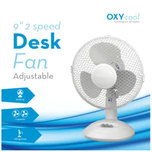 9" 2-Speed Desk Fan - Portable Adjustable Tilting Quiet Office Home Cooling Air Circulator quiet usb desktop fan with modern design