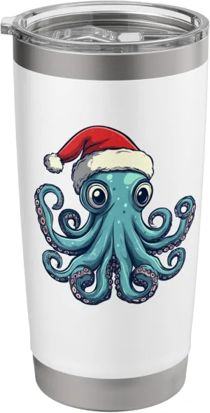 A Christmas Octopus Full of Holiday Spirit for Octopuses Fan Stainless Steel Insulated Tumbler Octopus-shaped decorative fan