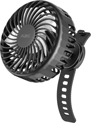 A2C Rechargeable Fan for Peloton Bike & Exercise Bike - 4000mAh Portable Fan with Adjustable Strap, 3 Speed Settings, 360 Rotation - Fits 0.5-1.5" Handlebars for Treadmill, Stroller, Golf Cart, Gym 360-degree rotating fan for home use