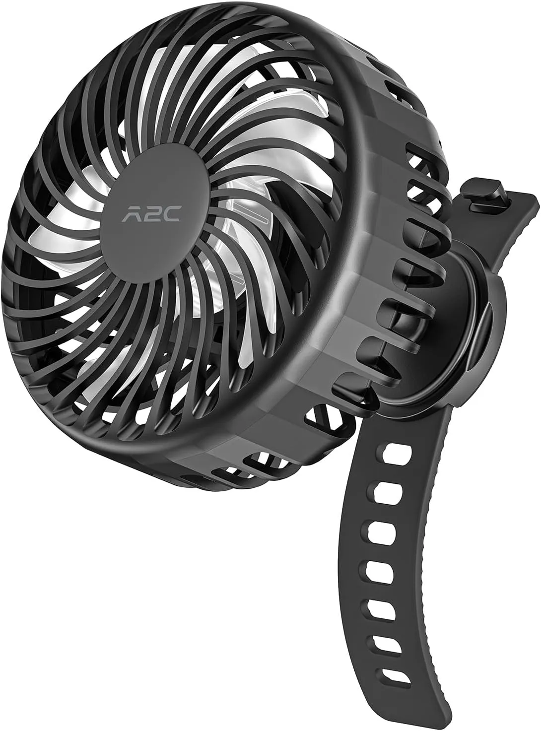 A2C Rechargeable Fan for Peloton Bike & Exercise Bike - 4000mAh Portable Fan with Adjustable Strap, 3 Speed Settings, 360 Rotation - Fits 0.5-1.5" Handlebars for Treadmill, Stroller, Golf Cart, Gym 360-degree rotating fan for home use