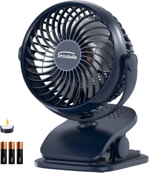 AA Battery Operated Clip-On Fan with Aroma, 4 Speeds, 5-inch Small Personal Fans for Baby Stroller, USB Powered, Quiet, 360 Rotation for Desk/Dorm/Camp/Golf Cart, Portable Home/Office/Bed Use Battery-powered portable fan