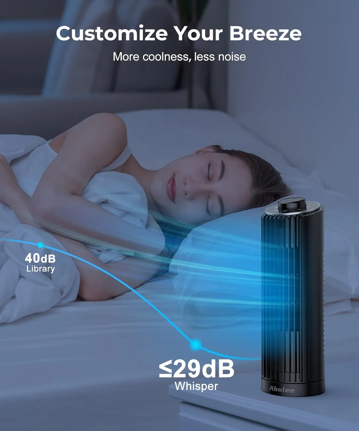 Abolee Tower Fan, 23ft/s Desk Fan, 70 Oscillating Table Fan for Bedroom, Standing Table Fan with 3 Modes, 2024 New 13 Inch Bladeless fan for Bedroom, Home,Office