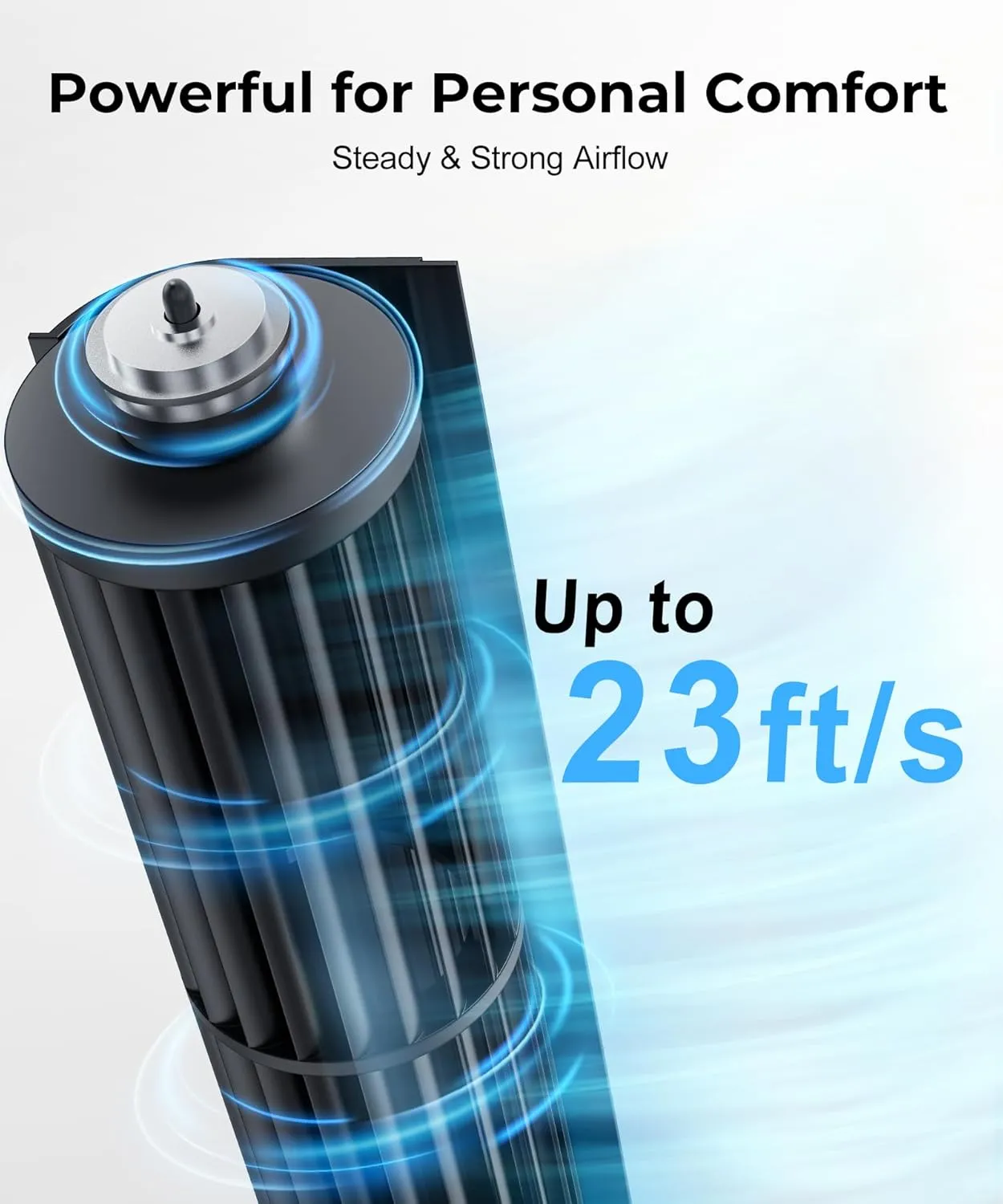 Abolee Tower Fan for Bedroom, 23ft/s Desk Fan with Remote, 70 Oscillating Desk Fan, 4 Speeds, 4 Modes,12Timer, 13'' Bladeless Portable Fan for Bedroom Office Home Black