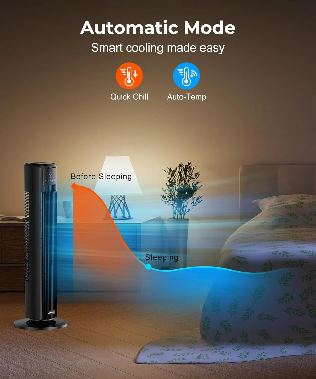 Abolee Tower Fan for Bedroom, Quiet Floor Fan with Remote, 90 Oscillating Fans with 4 Speeds, 4 Modes, 27ft/s Velocity, 12H Timer, 2024 New Standing Fans for Home, for Indoor Bedroom Office Black