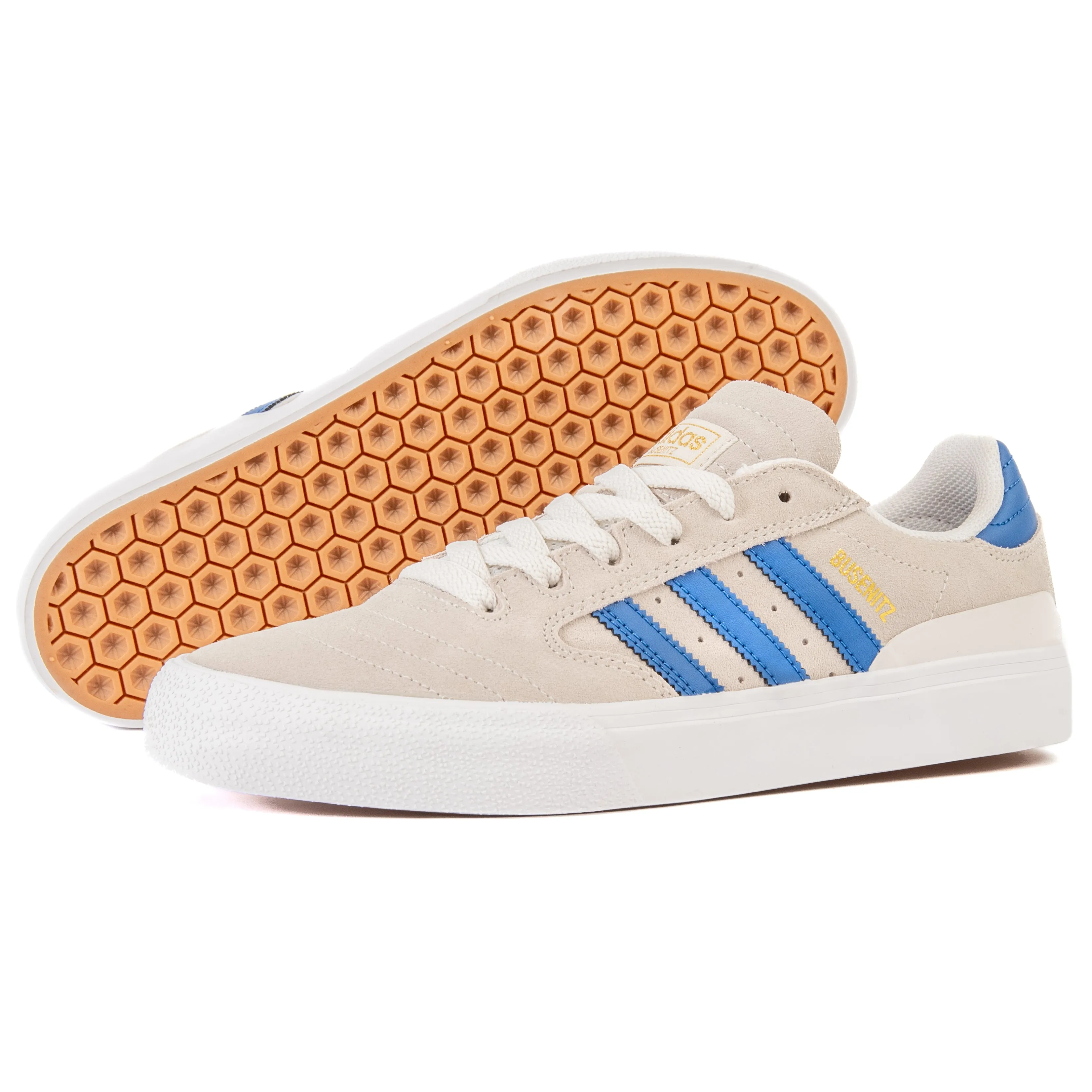 Adidas - Busenitz Vulc II (Crystal White/Royal Blue/Gold Metallic) Adidas Shoes
