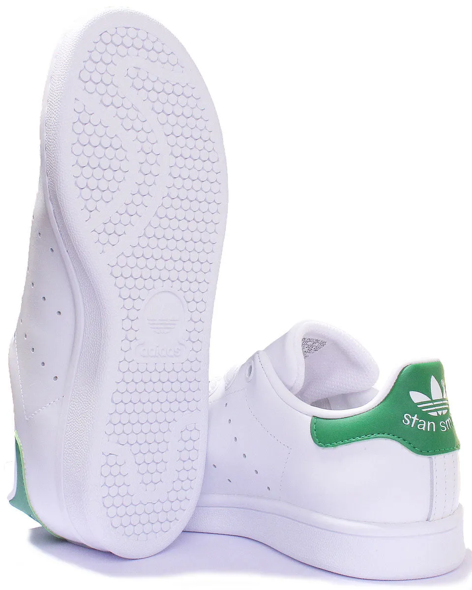 Adidas Stan Smith J Lace Up Leather Trainers In White Green For Youth Shoes Adidas