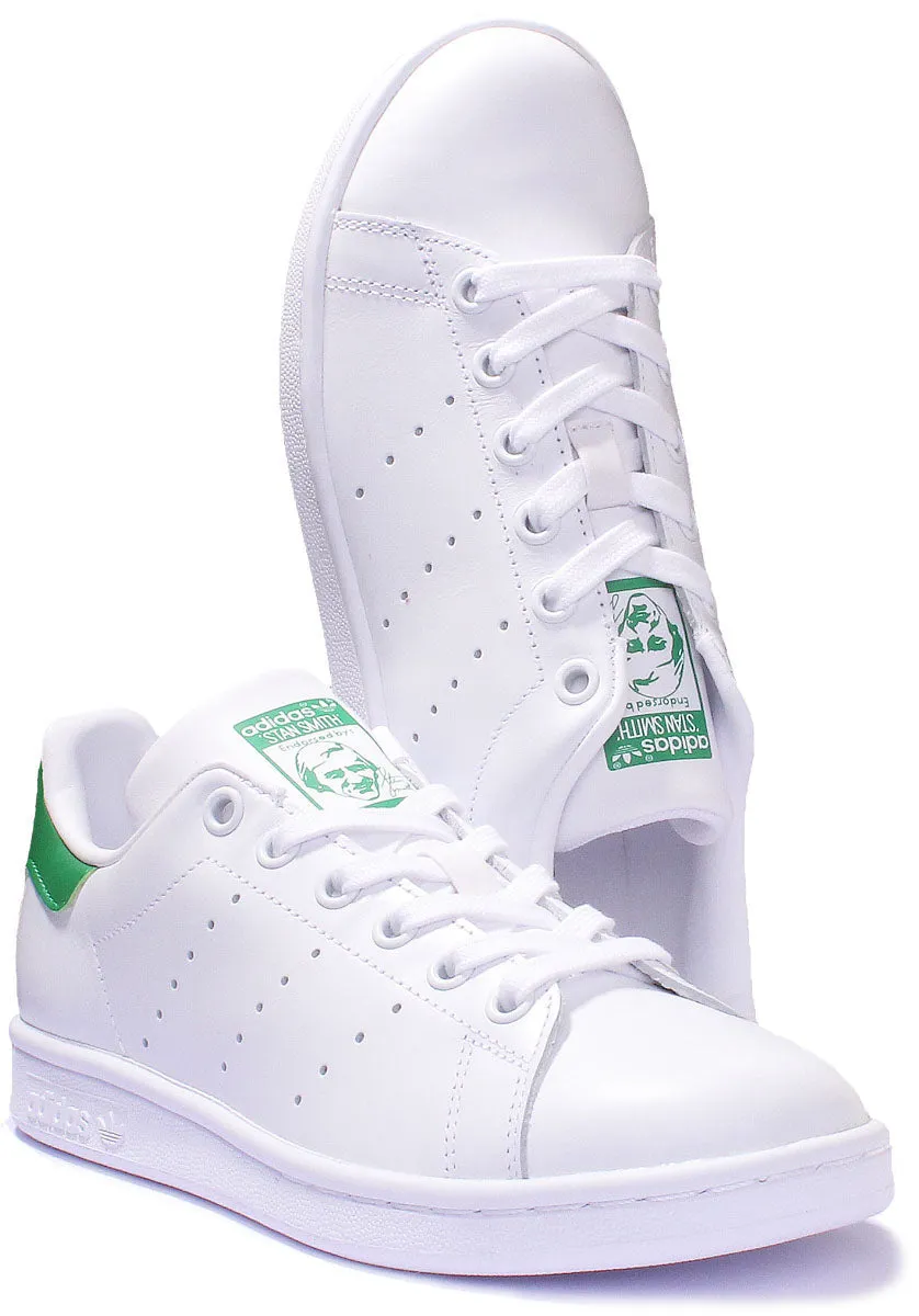 Adidas Stan Smith J Lace Up Leather Trainers In White Green For Youth Shoes Adidas