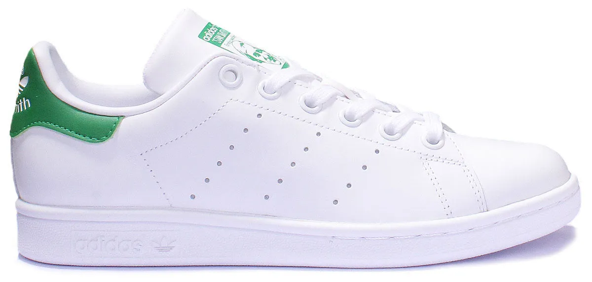 Adidas Stan Smith J Lace Up Leather Trainers In White Green For Youth Shoes Adidas