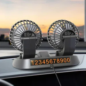 Adjustable Dual Head Car Cooling Fan-Brushless Motor-2 Speeds, 360 Rotation, for Car Dashboard, SUV/RV/Truck/Sedan/Cruise/Office, USB Powered (White) 360-degree rotating fan for home use