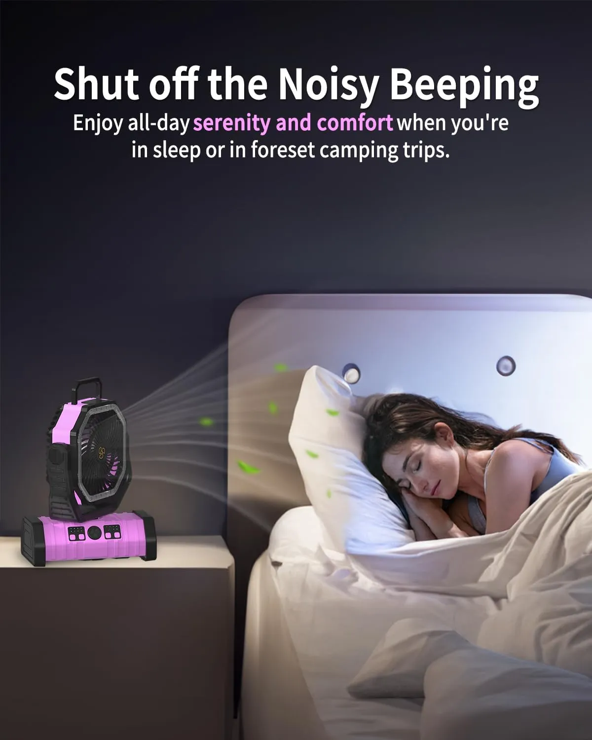 ADUST Camping Battery Operated Powered Fan with LED Lantern Light Portable 20000mAh Rechargeable Oscillating Fan with 360 Rotation Hanging Hook for Tents, Cordless USB Desk Fan(Pink)