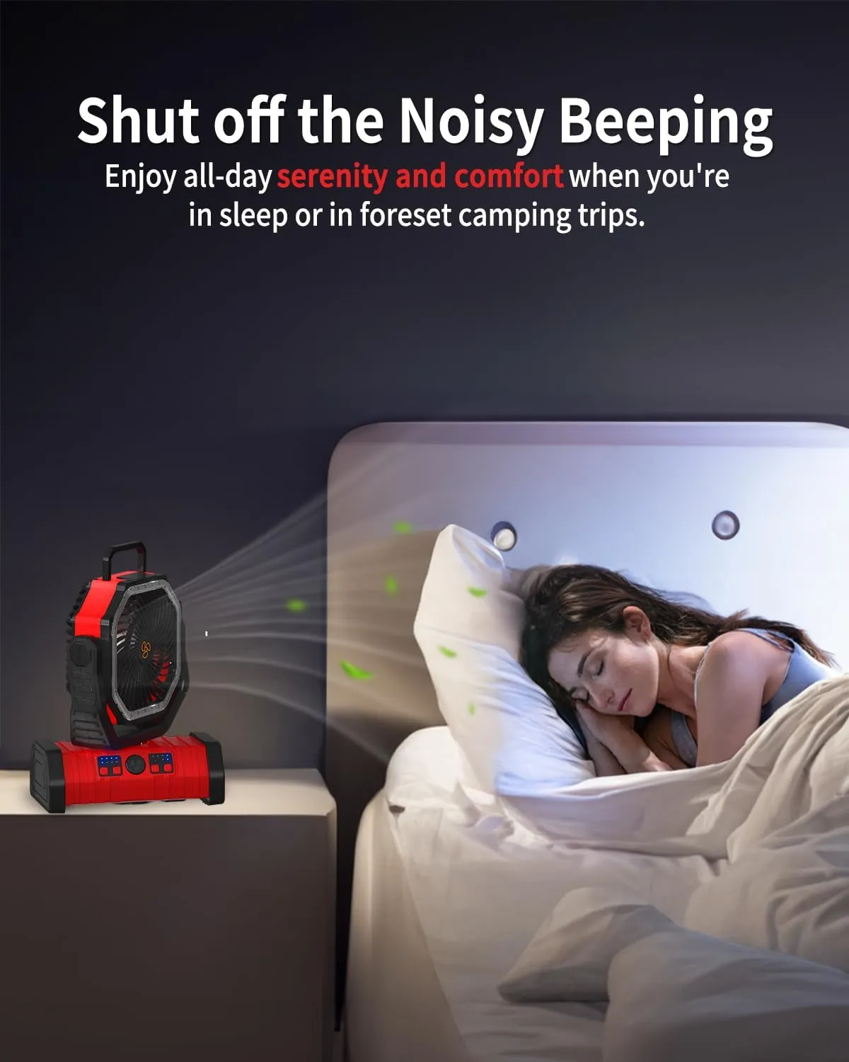 ADUST Camping Portable Battery Operated Powered Fan with LED Lantern Light 20000mAh Rechargeable, Oscillating Fan with 360 Rotation Hanging Hook for Tents, Cordless USB Desk Fan(Red)