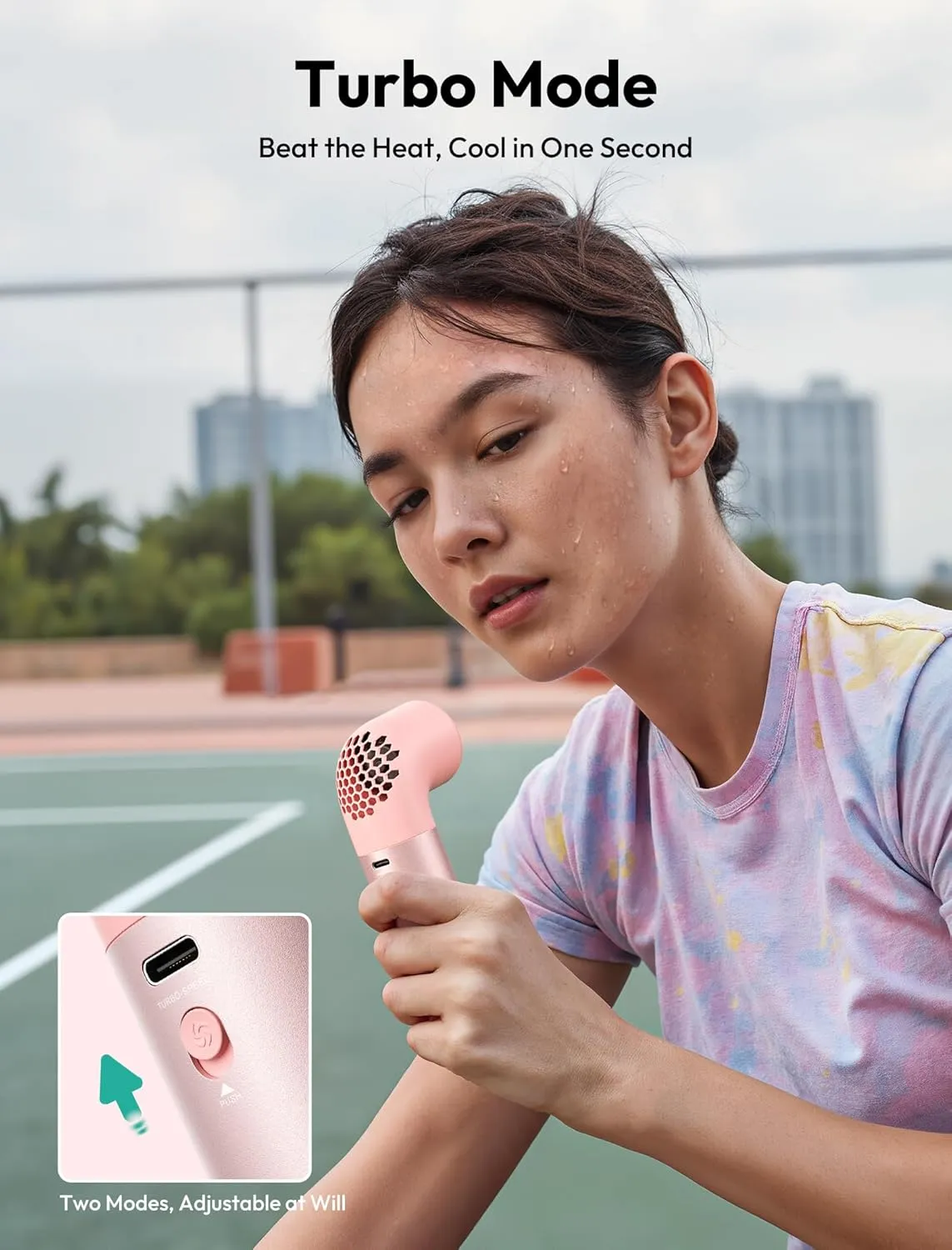 Aecooly Portable Handheld Fan, Powerful Turbo Mini Fan, 19000 RPM High Speed Aero Pro, 15H Max Cooling Time, 6 Speeds Aluminum Case, Pocket Rechargeable Personal Small Travel GIfts for Women Men -Pink