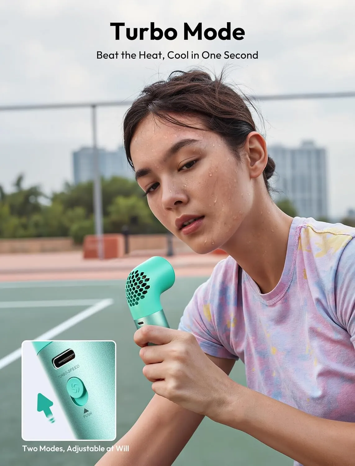 Aecooly Portable Handheld Fan, Powerful Turbo Mini Fan, 19000 RPM High Speed Aero Ultra, 15H Max Cooling Time, 7 Speeds Aluminum Case, Pocket Rechargeable Personal Small Travel GIfts for Women-Green