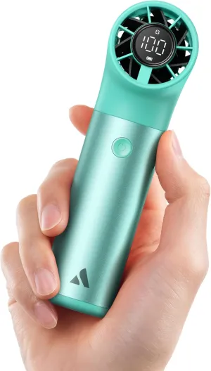 Aecooly Portable Handheld Fan, Powerful Turbo Mini Fan, 19000 RPM High Speed Aero Ultra, 15H Max Cooling Time, 7 Speeds Aluminum Case, Pocket Rechargeable Personal Small Travel GIfts for Women-Green Mini handheld fan for personal cooling