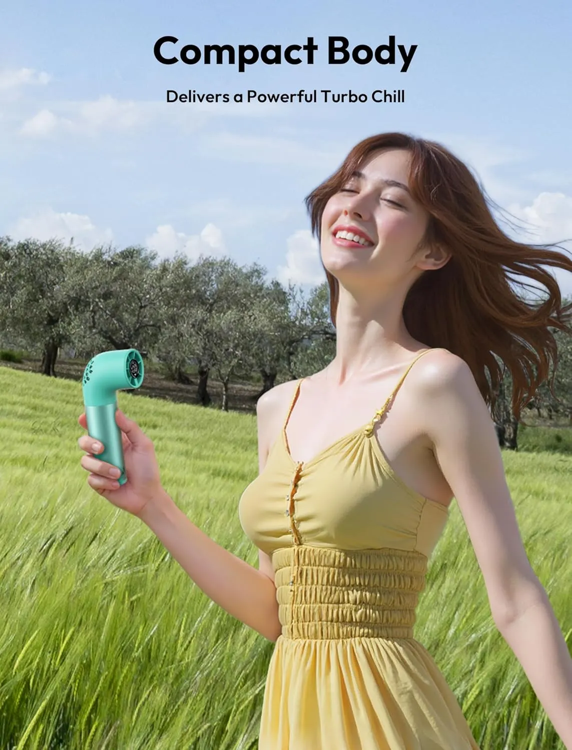 Aecooly Portable Handheld Fan, Powerful Turbo Mini Fan, 19000 RPM High Speed Aero Ultra, 15H Max Cooling Time, 7 Speeds Aluminum Case, Pocket Rechargeable Personal Small Travel GIfts for Women-Green