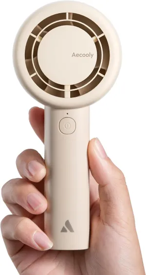 Aecooly Portable Handheld Turbo Fan [16H Max Cooling Time], 5 Speeds USB Rechargeable Mini Personal Battery Operated Small Pocket Cooling Fan GIfts for Women, Travel, Home, Office, Beach, Lash -Beige Mini handheld fan for personal cooling