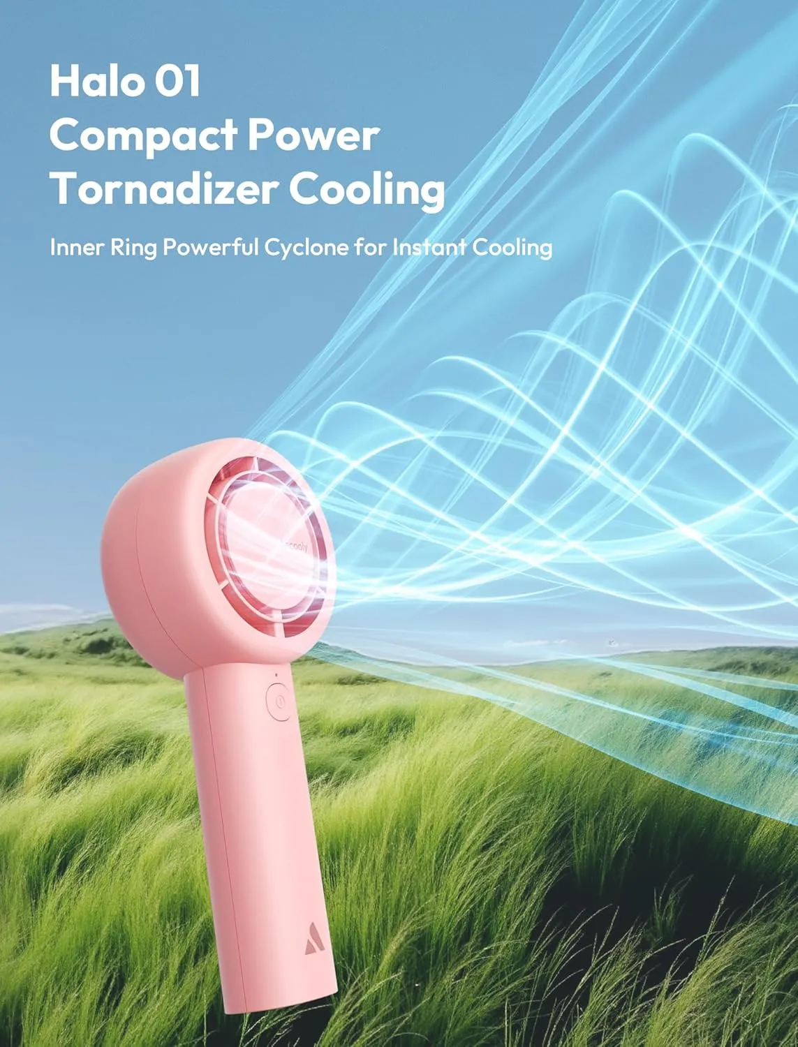Aecooly Portable Handheld Turbo Fan [16H Max Cooling Time], 5 Speeds USB Rechargeable Mini Personal Battery Operated Small Pocket Cooling Fan GIfts for Women, Travel, Home, Office, Beach, Lash -Pink