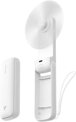Aecooly Slim Portable Fan 2 Pack, Thin Handheld Fan, USB Rechargeable Mini Personal [24H Max Cooling Time], Battery Powered Small Foldable Pocket for Travel, Summer, Gifts for Women, Girls -White Battery-powered portable fan