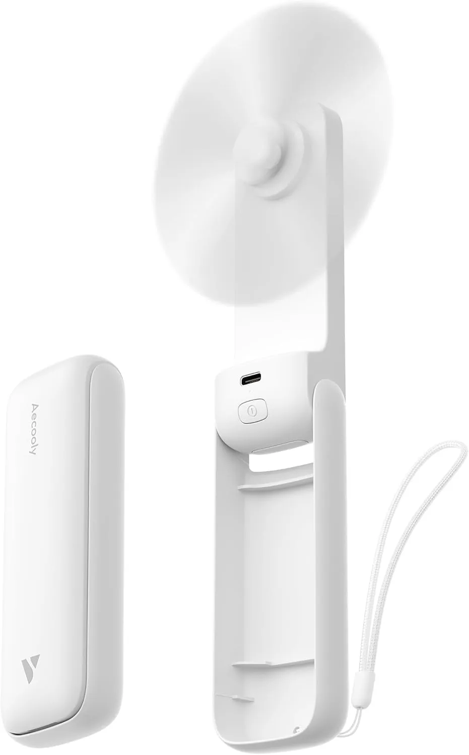 Aecooly Slim Portable Fan 2 Pack, Thin Handheld Fan, USB Rechargeable Mini Personal [24H Max Cooling Time], Battery Powered Small Foldable Pocket for Travel, Summer, Gifts for Women, Girls -White Battery-powered portable fan
