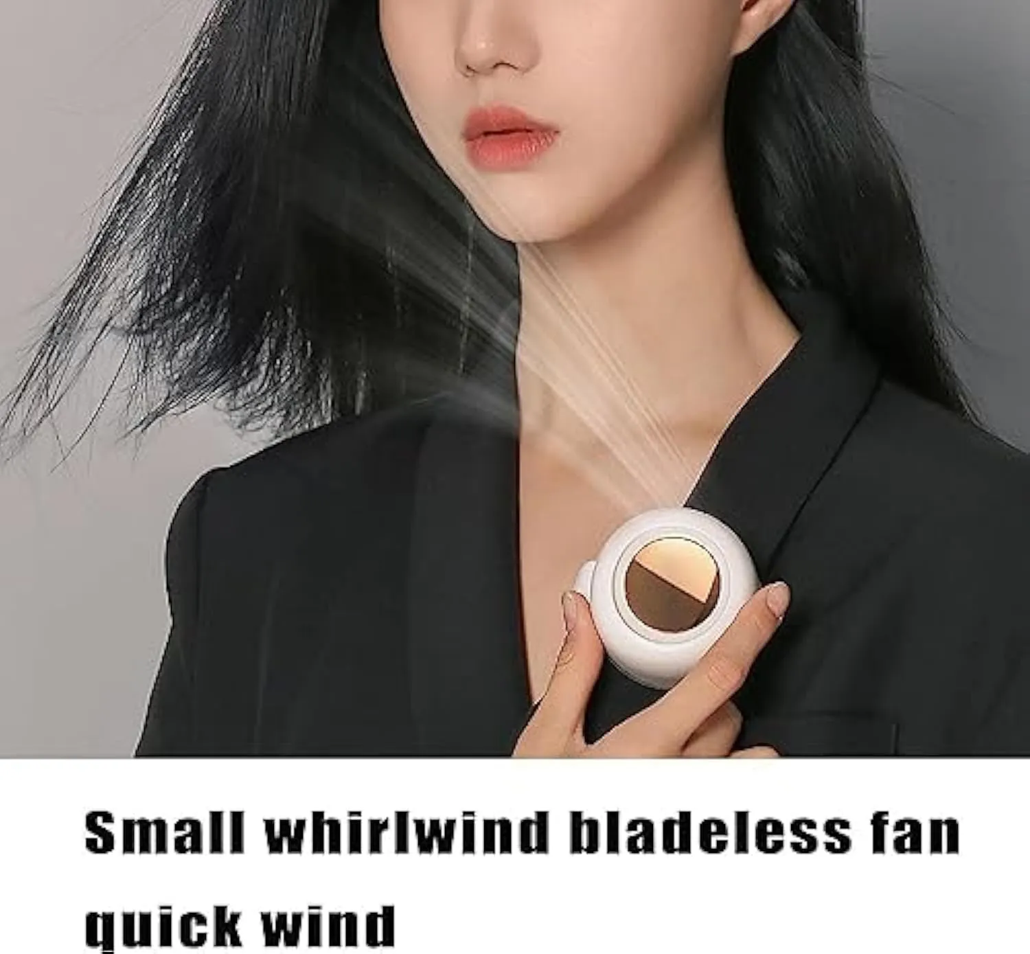 Aerio Clip On Fan, Aerio Personal Clip Fan, Portable Silent Mini Bladeless Electric Fan, 360 Rotating Adjustable 3-Speed Suspended Collar & Waist Fans, Suitable for Outdoor & Travel & Office (white)