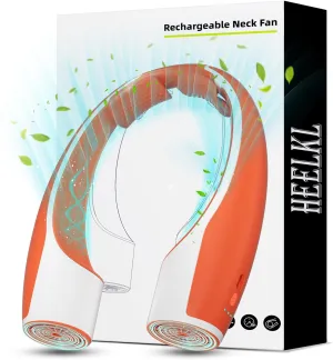 AI Neck Fan, 4 Speeds Adjustable Portable Personal Fan Rechargeable, 4000 mAh Battery Faster Cooling Wearable Fan, Ultra Quiet for Home, Office, Travel, Outdoor - Orange Neck fan for hands-free comfort