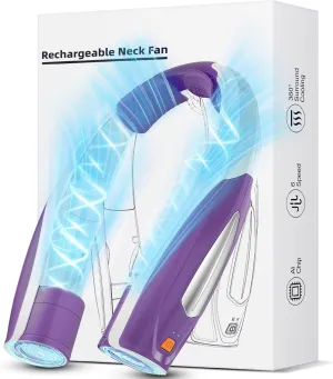 AI Neck Fan, 6 Speeds Adjustable Portable Personal Fan Rechargeable, 6000 mAh Battery Faster Cooling Wearable, Ultra Quiet for Home, Office, Travel, Outdoor Neck fan for hands-free comfort