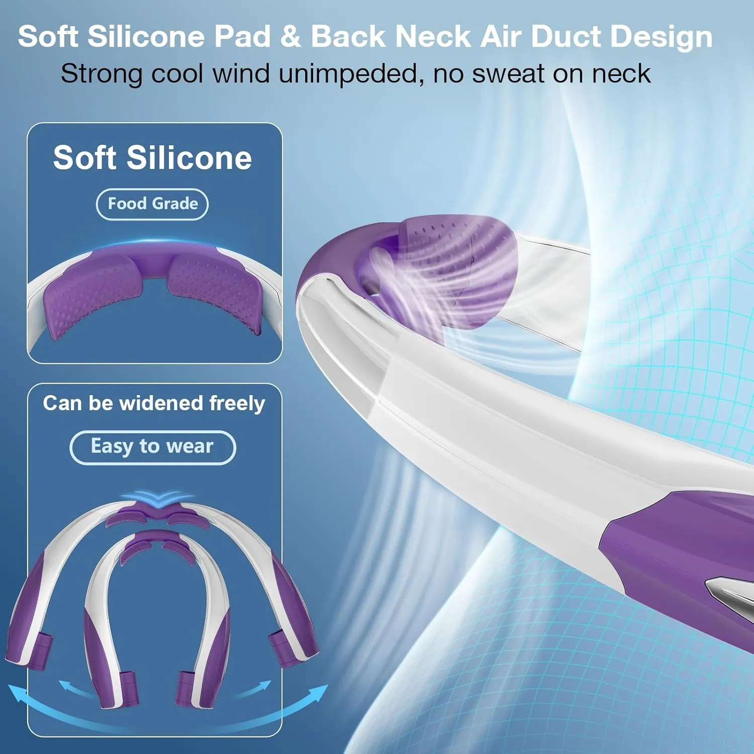AI Neck Fan, 6 Speeds Adjustable Portable Personal Fan Rechargeable, 6000 mAh Battery Faster Cooling Wearable, Ultra Quiet for Home, Office, Travel, Outdoor