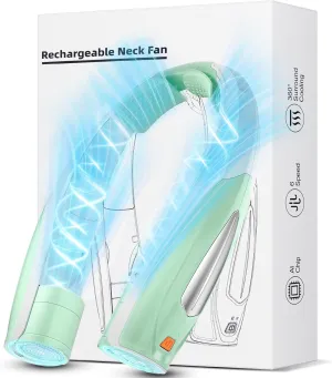 AI Neck Fan, 6 Speeds Adjustable Portable Personal Fan Rechargeable, 6000 mAh Battery Faster Cooling Wearable, Ultra Quiet for Home, Office, Travel, Outdoor Neck fan for hands-free comfort