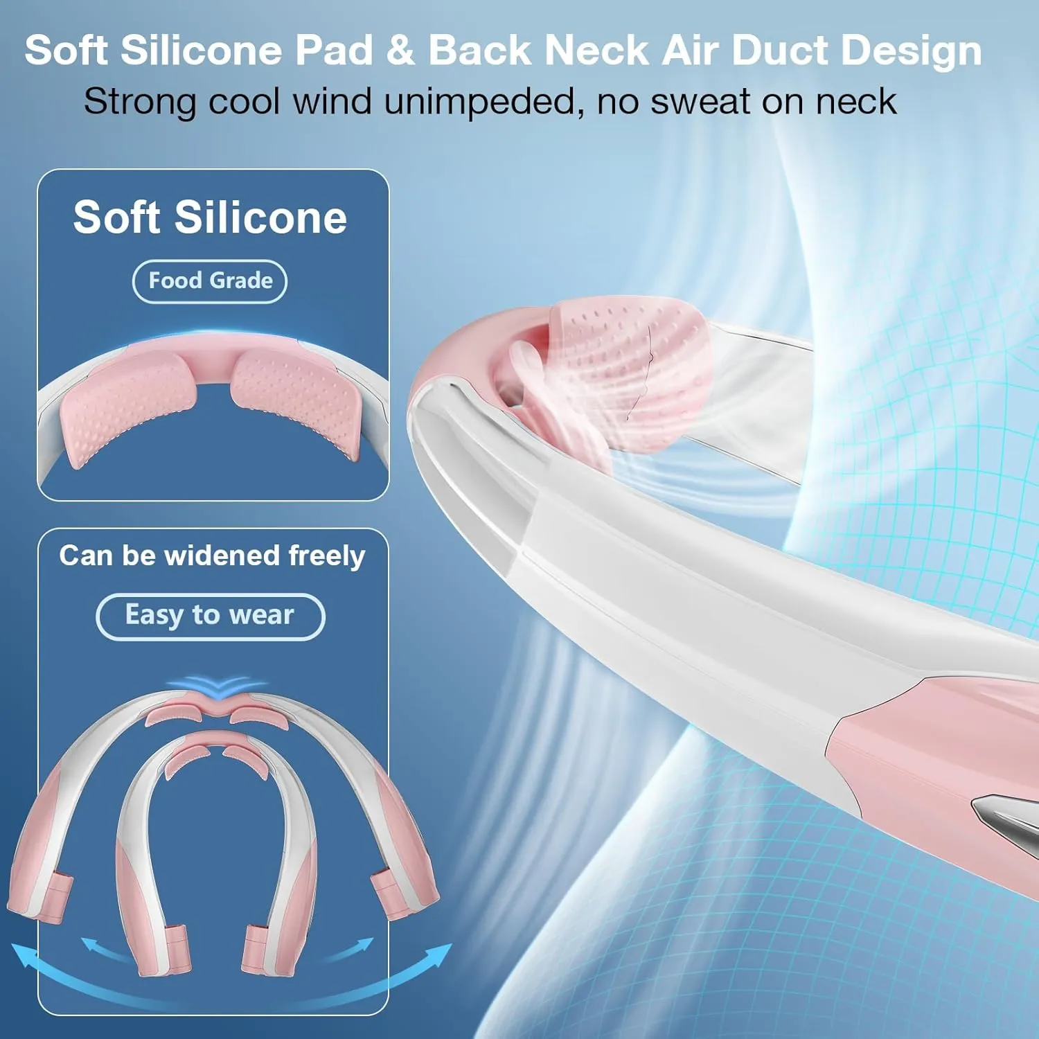 AI Neck Fan, 6 Speeds Adjustable Portable Personal Fan Rechargeable, 6000 mAh Battery Faster Cooling Wearable, Ultra Quiet for Home, Office, Travel, Outdoor