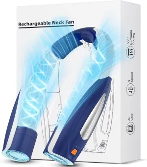 AI Neck Fan, 6 Speeds Adjustable Portable Personal Fan Rechargeable, 6000 mAh Battery Faster Cooling Wearable, Ultra Quiet for Home, Office, Travel, Outdoor Neck fan for hands-free comfort